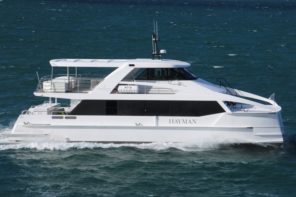 luxury ferry in waves