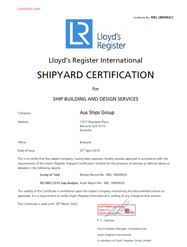 Lloyds Register shipyard certification