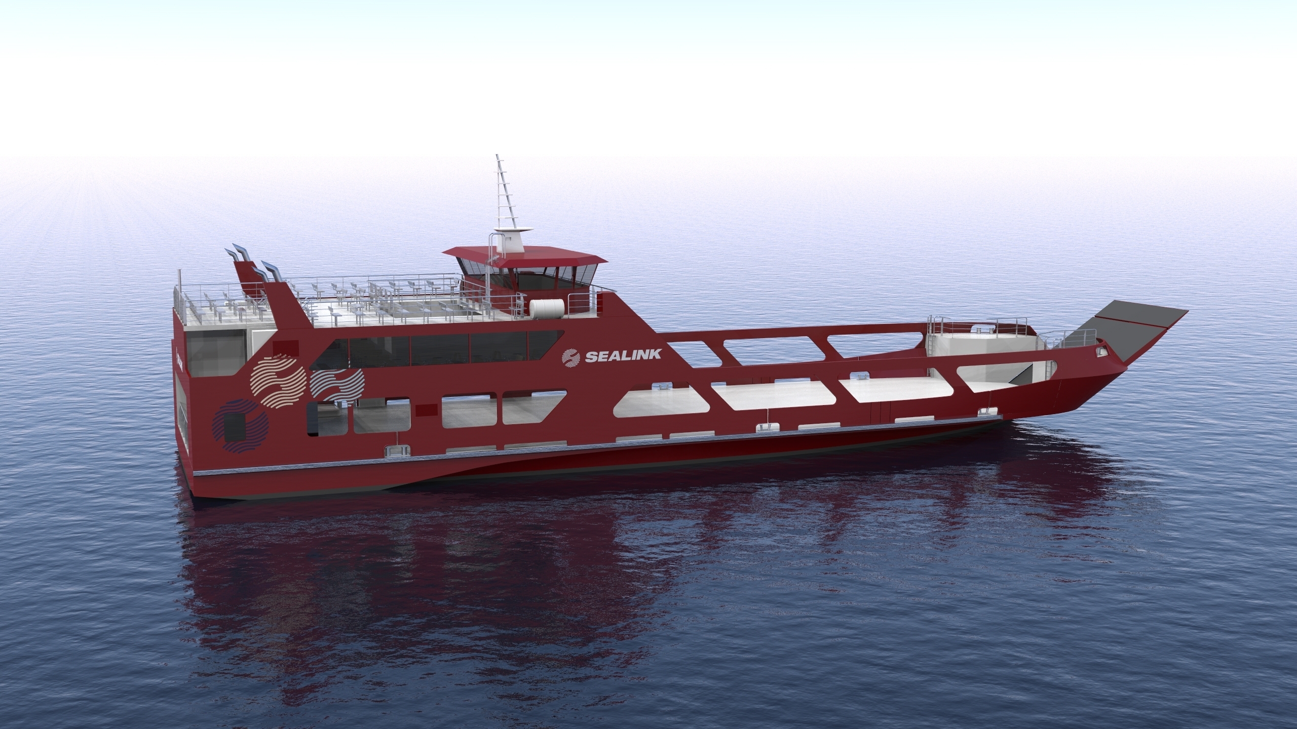 sealink ropax ferry render overall view starboard midship view