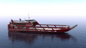 sealink ropax ferry render overall view starboard forward view