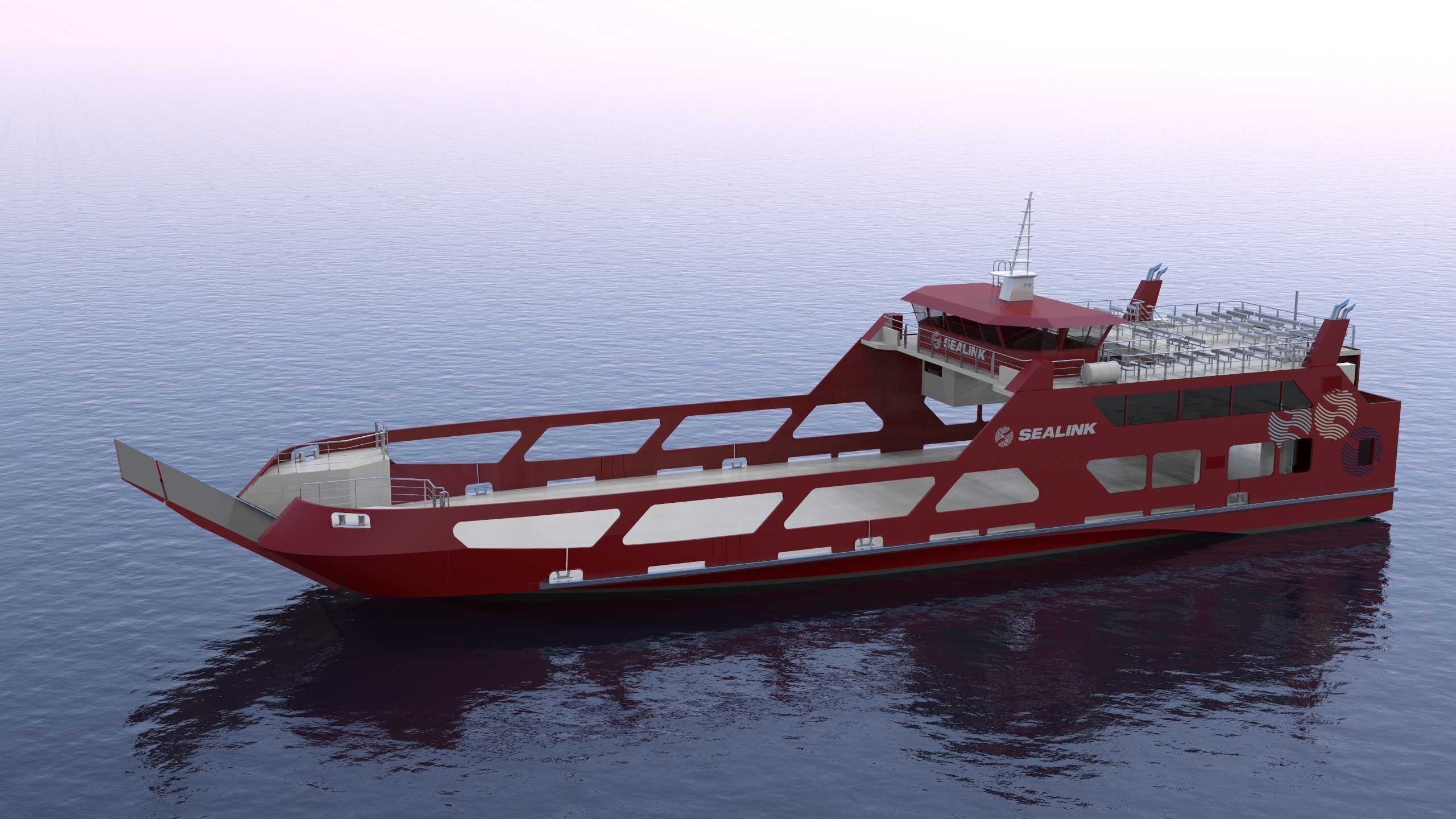 sealink ropax ferry render overall view port midship view