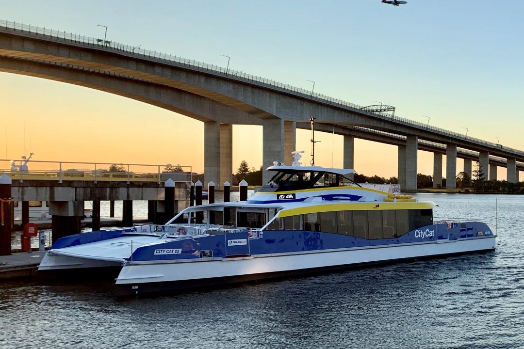 new brisbane city cat alongside dock