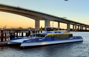 new brisbane city cat alongside dock