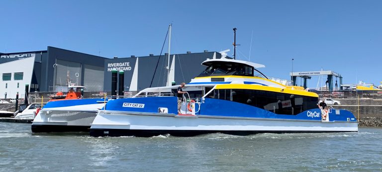 new brisbane city cat alongside dock