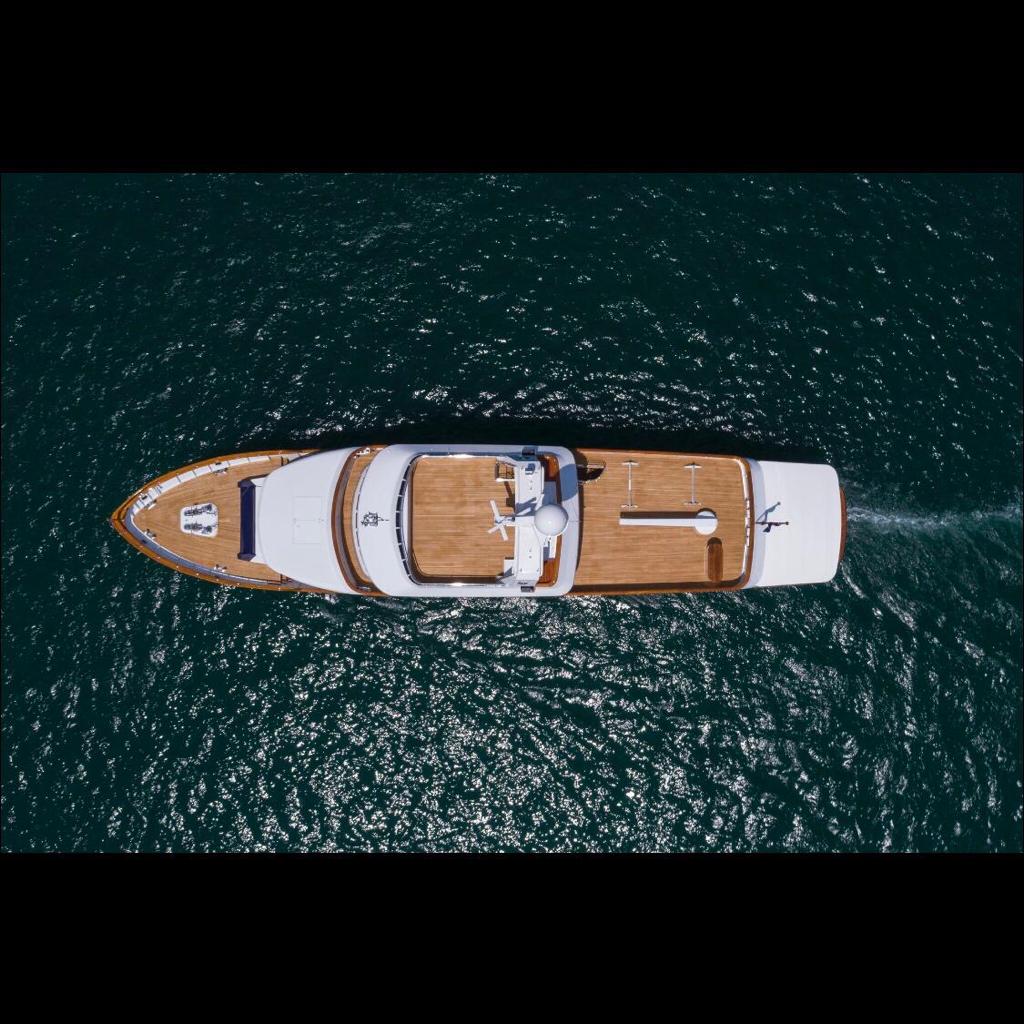superyacht refit overhead drone photo